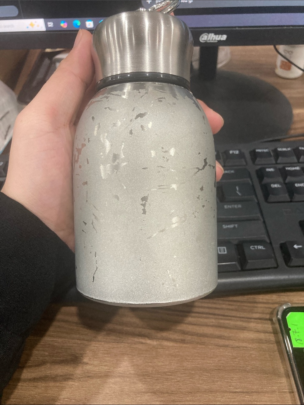 Textured Silver Accent Bottle Vase - Home Accents Decor